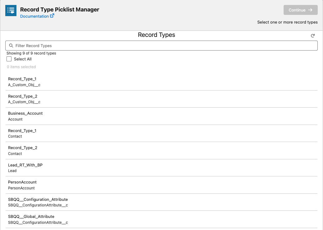 Record Type Selector