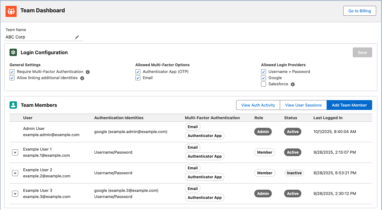 Team Dashboard Overview