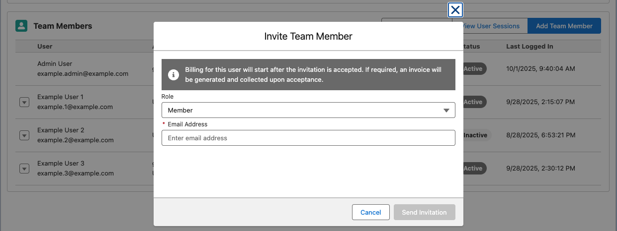 Invite Team Member Modal
